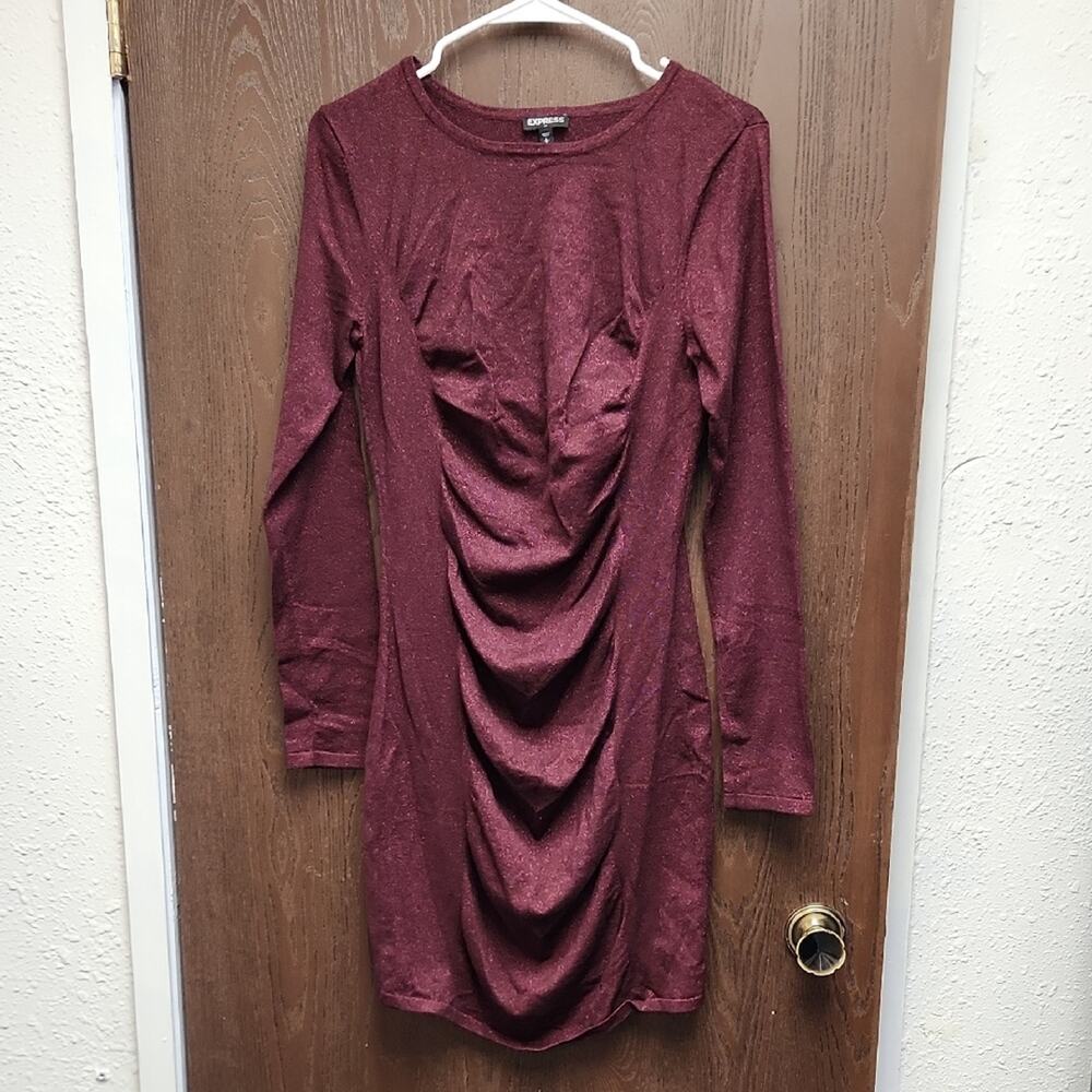 Express Burgundy Long Sleeve Dress